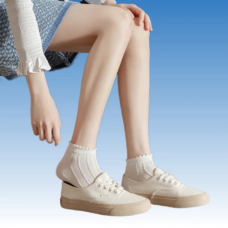 5 Pairs/Lot Socks Women's Summer Transparent Short White Low Tube Cool Socks Set Cute Print Ankle Foot Cover Fashion New Socks