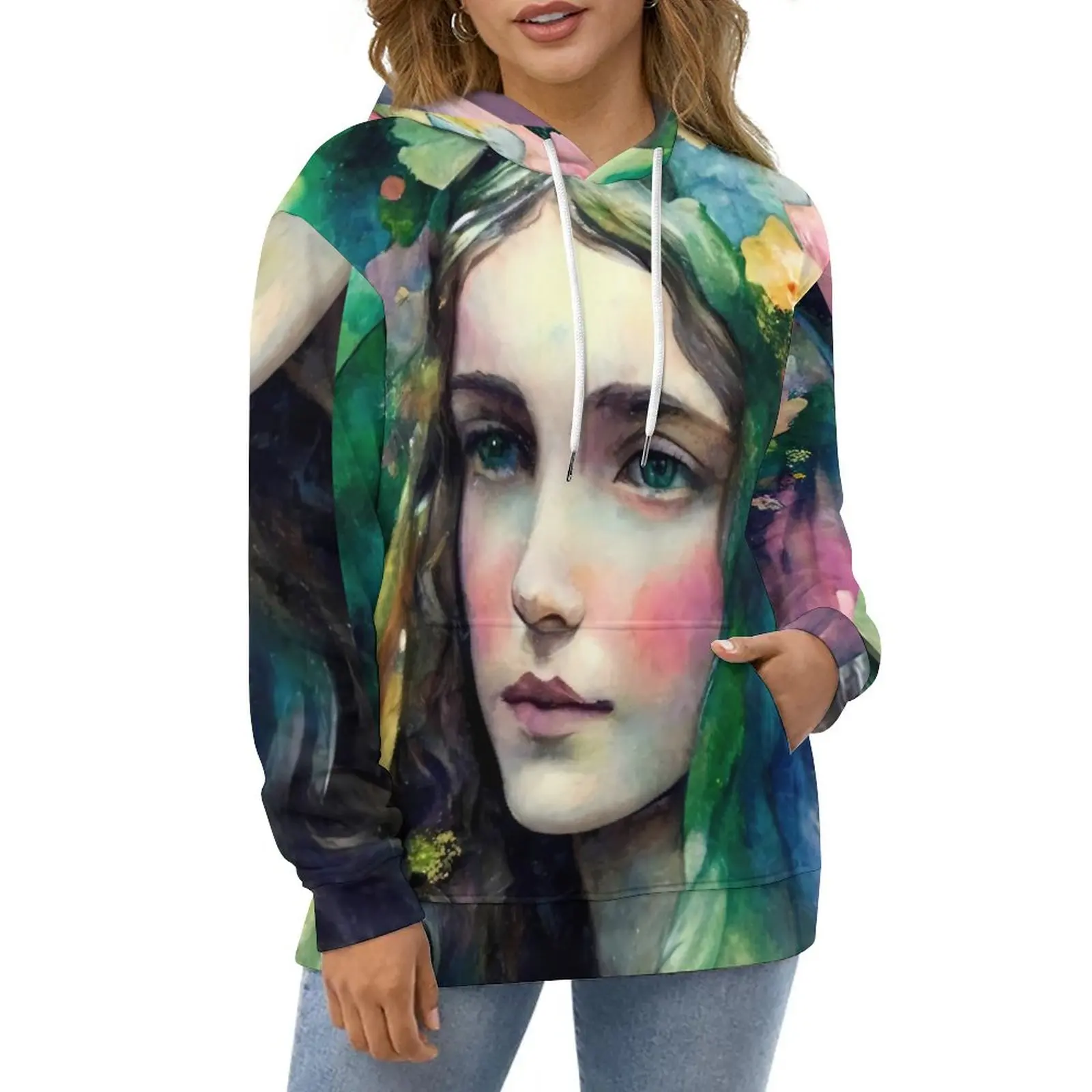 

Virgin Mary Casual Hoodies Mother Goddess Modern Pullover Hoodie Couple Long Sleeve Streetwear Loose Oversize Hooded Sweatshirts