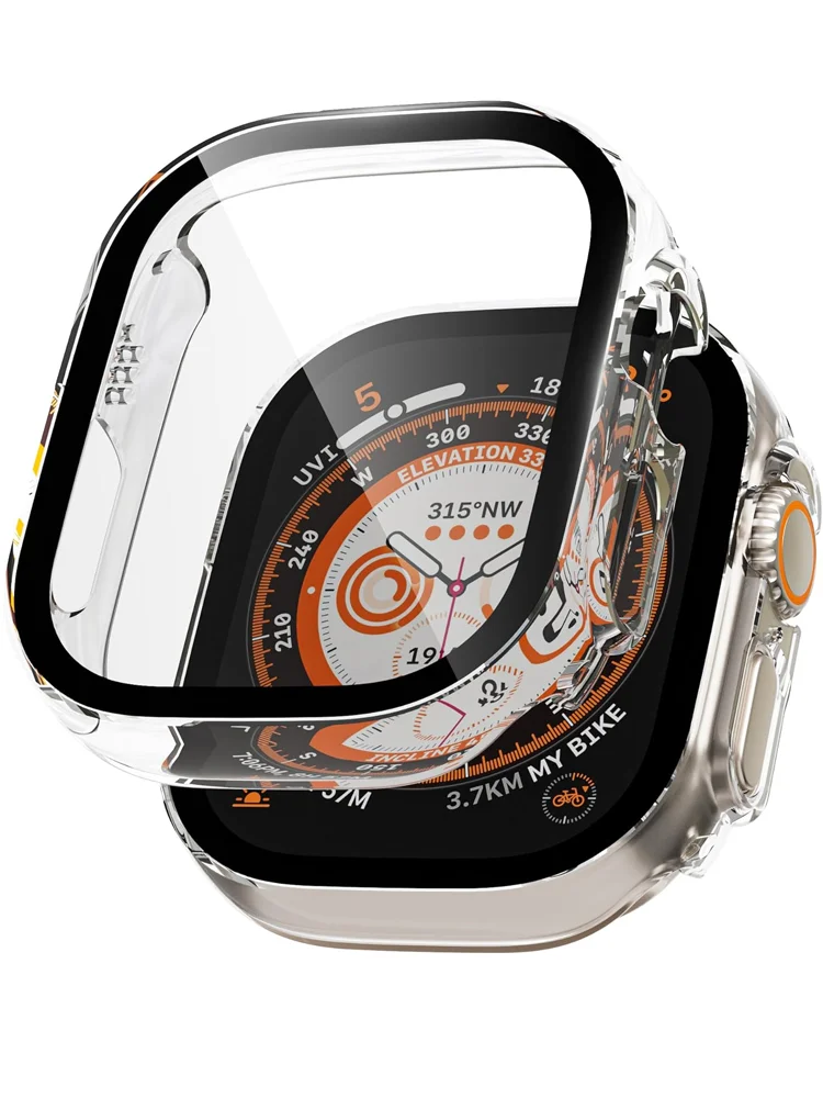 Apple Watch Ultra Case with Shockproof Bumper and Tempered Glass Screen Protector - Durable Hard PC Cover