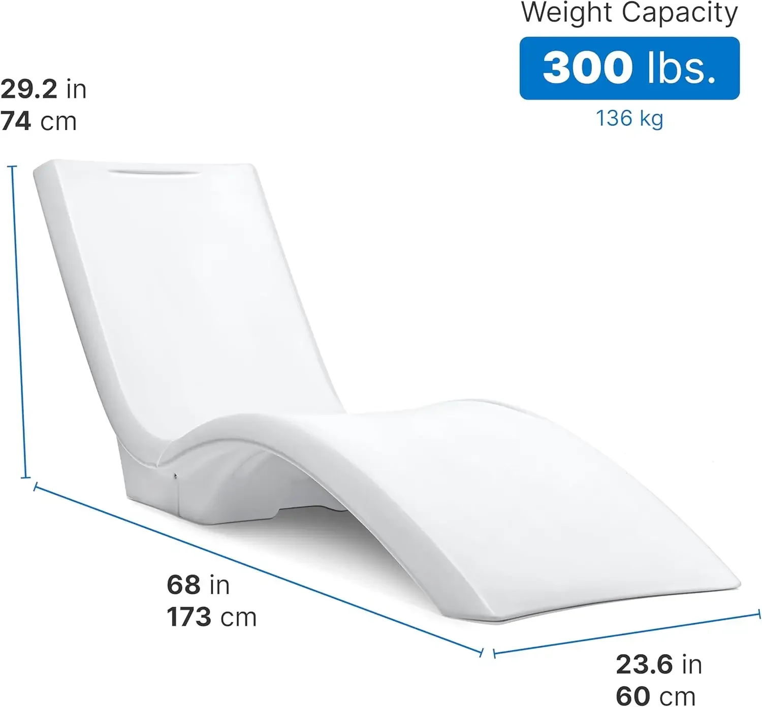 Vero Pool Lounger, Fade-Resistant, Waterproof Patio Furniture,Pool Lounge Chair for Sun Shelf,Use in Pools with Shelves Up,White