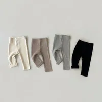 Spring Autumn New Baby Solid Leggings Cotton Infant Skinny Pants Boy Toddler Ribbed Trousers Kids Clothes Girls Casual Pants 1