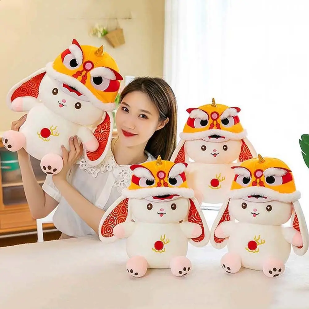 Chinese New Year Rabbit Auspicious Rabbit Home Decoration Bunny Plush Doll Rabbit Plush Toy Stuffed Toys Lion Dance Rabbit Doll dance pompoms straight shank type fluffy pet double pass cheerleader hand flower ball decoration pom poms cheerleader