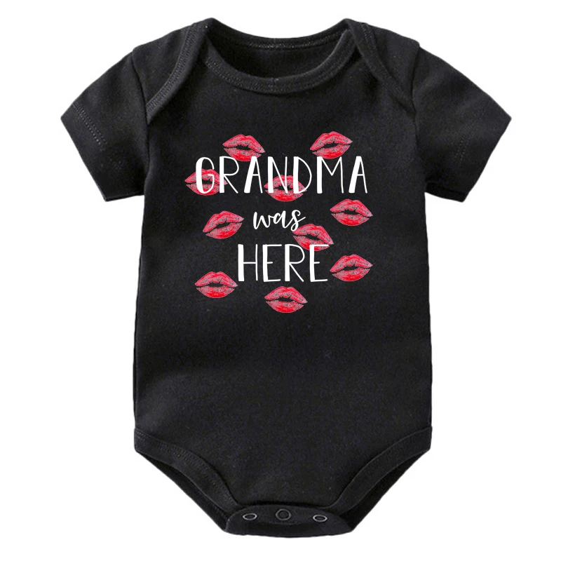 Grandma Was Here Bodysuit Cute Baby Clothes Infant Jumpsuit Cotton Boys Girls Short Sleeve Rompers Toddler Body Outfits 4