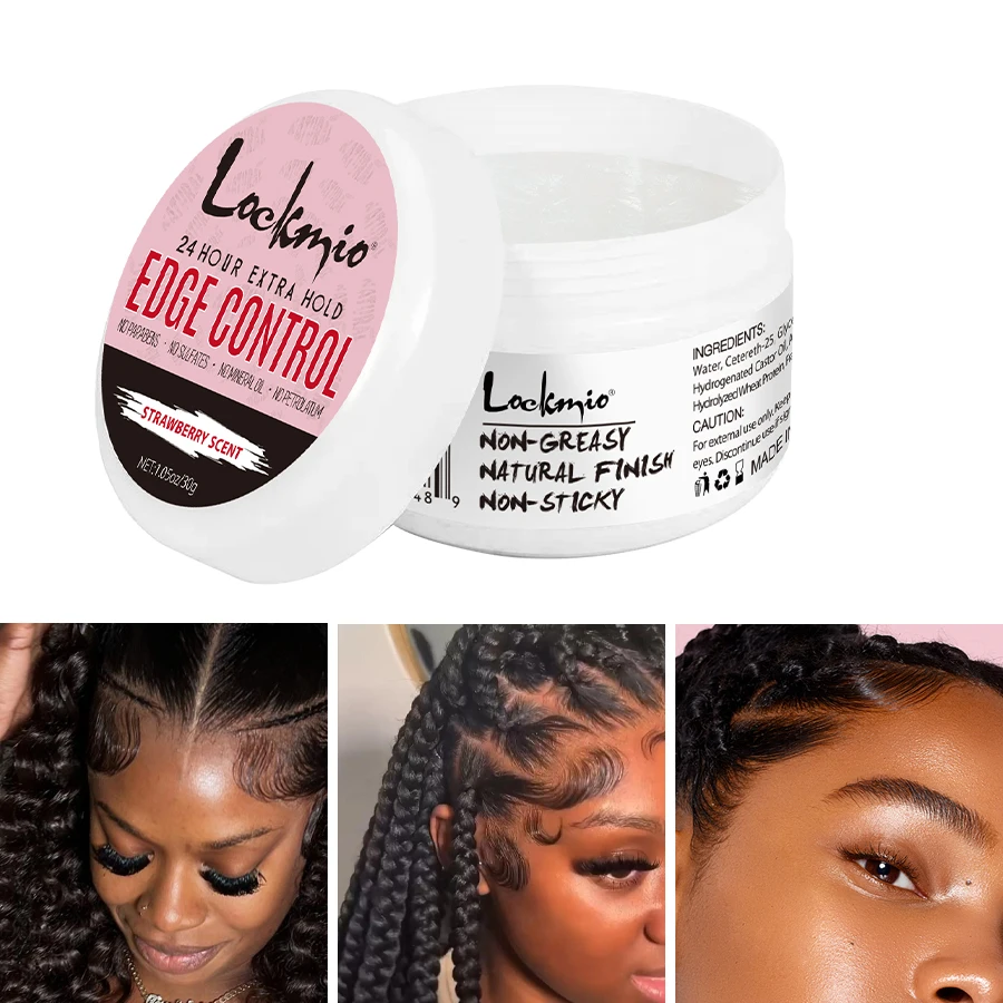 4pcs/Set 30g Edge Control Gel for Women Non-greasy Long Lasting Anti-frizz Wax Natural Ingredients Finishing Gel Cream and Brush 6