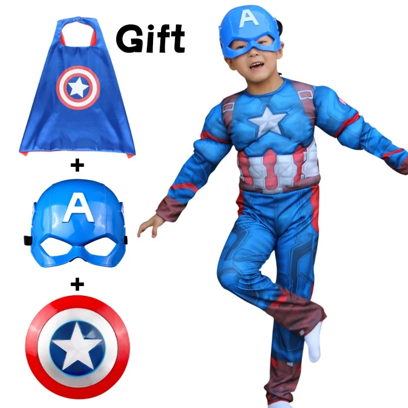 

Anime Cosplay Captain America Superhero Costume Mask Shield Party Props Halloween Costume for Kids S-XL