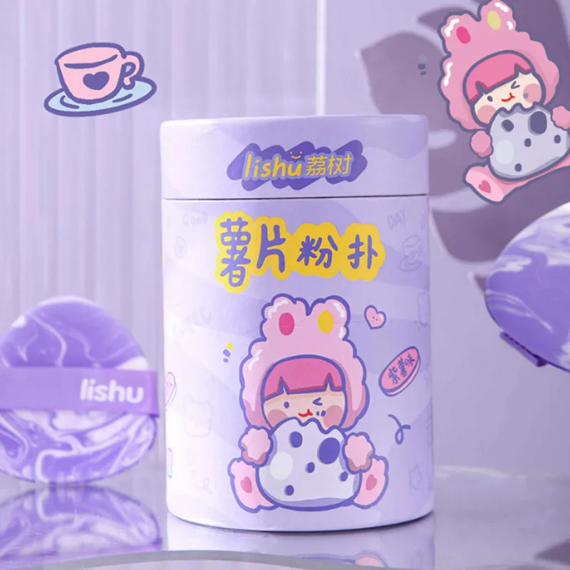 Lishu-건식 습식 메이크업 사용 가능 화장품 퍼프 스폰지 쿠션, 블렌더링 퍼프 파운데이션 파우더, 부드럽고 귀여운, 6 개