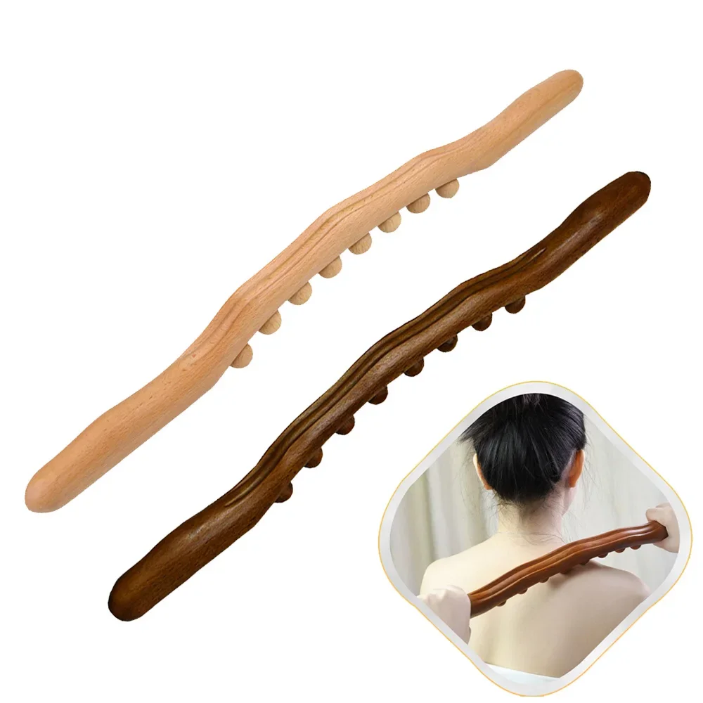 

Massager for Body Natural Carbonized Wood Scraping Massage Stick Back Massager SPA Therapy Tool Point Treatment Guasha Relax