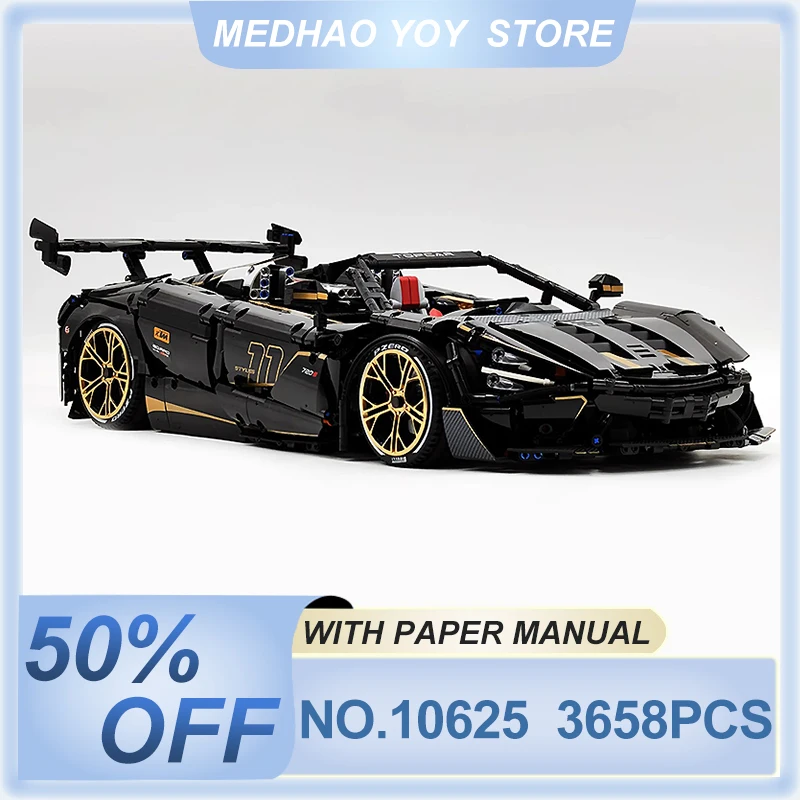 

GULY 10625 Technical Series Plating Black MOC Super Sports Car Model Diy Building Blocks Bricks Puzzle Toys Birthday Gift