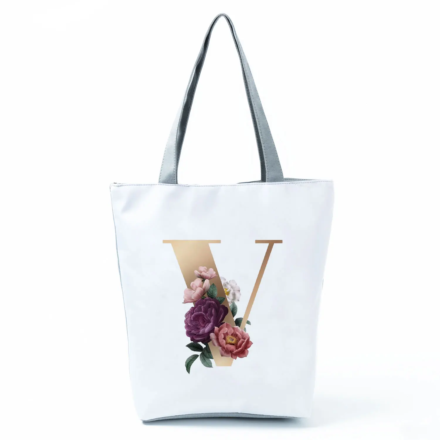 best women's bags for work Floral Letter Shopping Bags Customizable Bag Simple Large Designer Handbags Shoulder Canvas Shopper for Groceries Sac Tote black tote bag