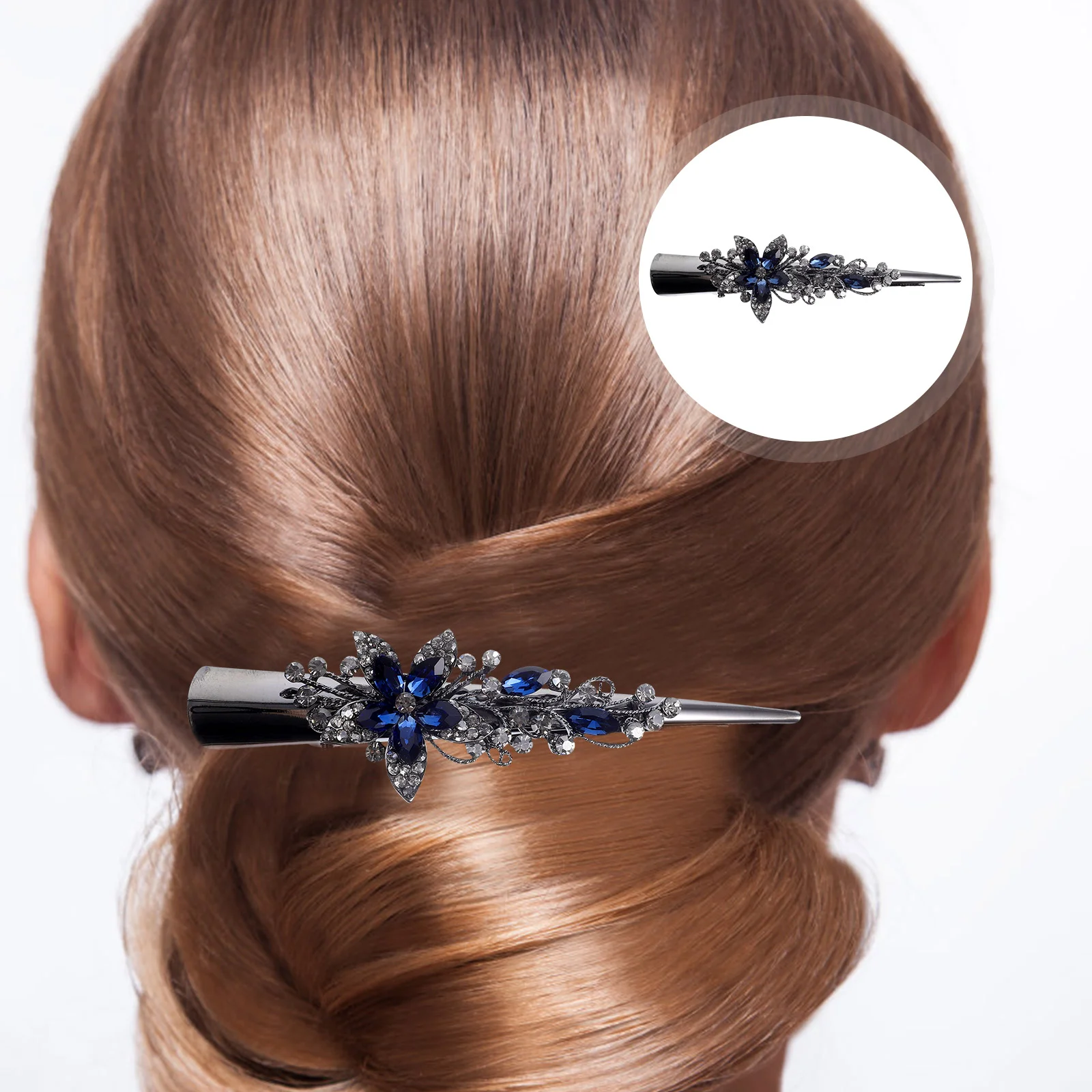 

Bling Hair Clips Sparkle Rhinestone Barrette Decorative Crocodile Fancy Women Metal Alligator Small Thin Styling
