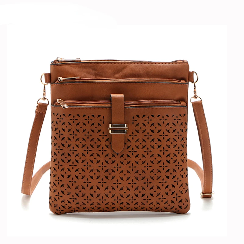 

Женская винтажная сумка-мессенджер из ПУ кожи, с вырезами