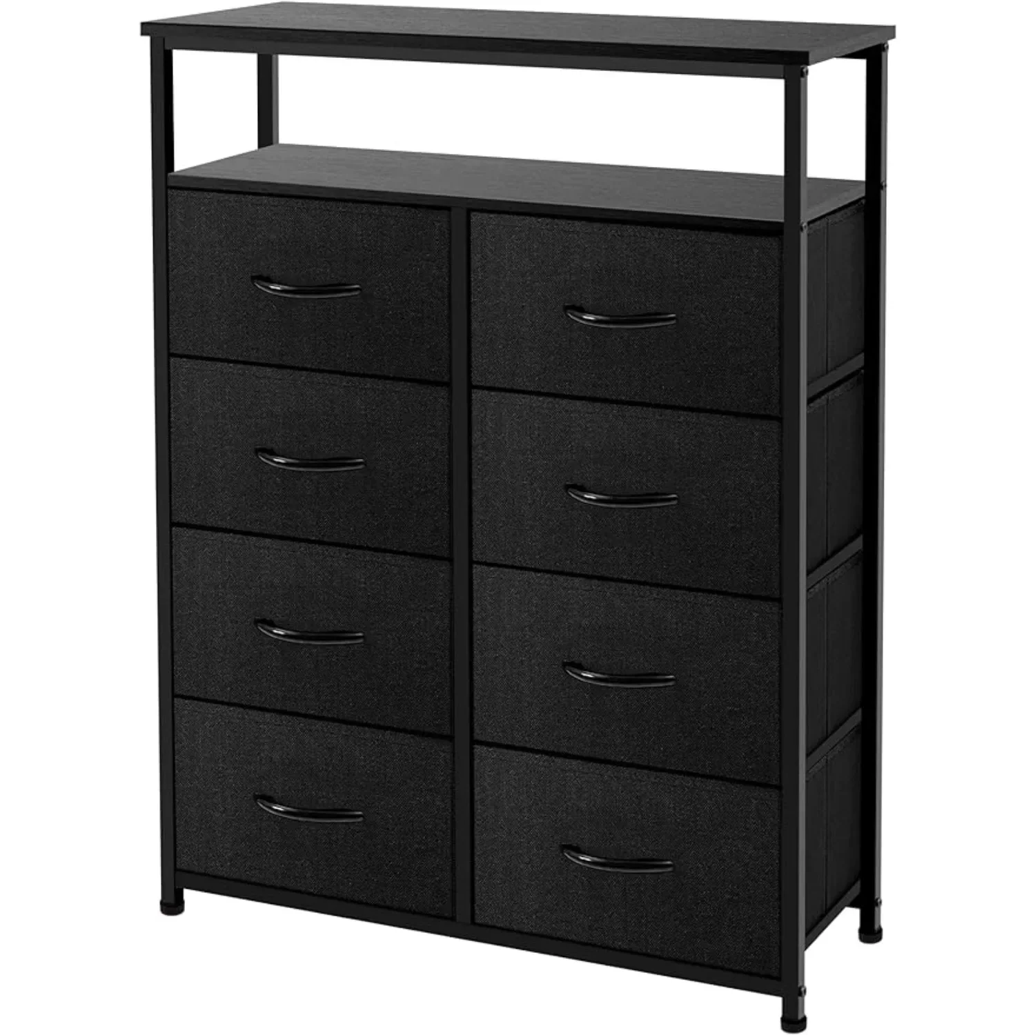 

Dresser Double, Tall Storage Organizer Unit for Bedroom/Entryway/Living Room, 8-Drawers with Shelf, Black | USA | NEW