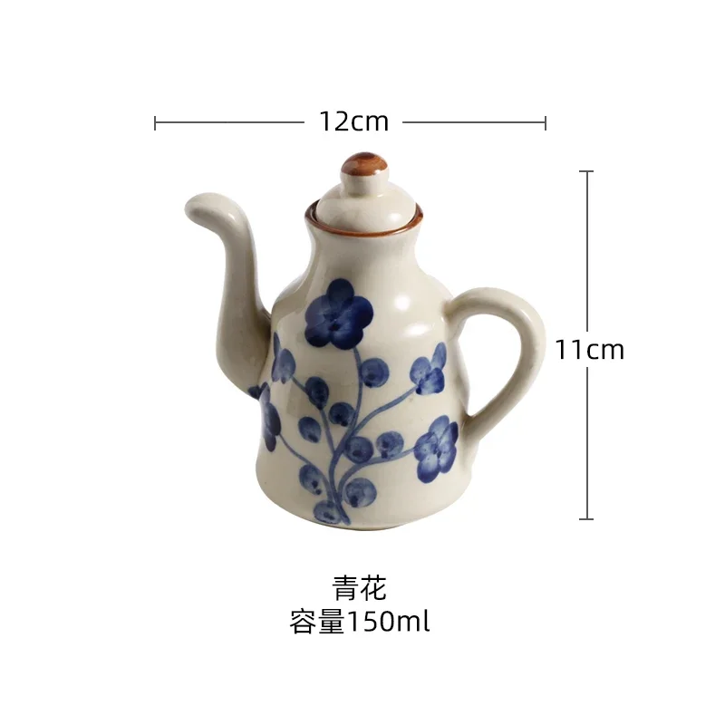150ml Ceramic Olive Oil Seasoning Bottle Vinegar Soy Sauce Ceramic Spice Jar Cruets Soy Sauce tableware For Hotel and Restaurant