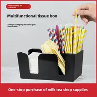 Multi-Functional Tissue Box For Tea Shops Coffee Restaurants Bar Straw Box Storage Organizer Box Suitable For Tea Shop Tools 1