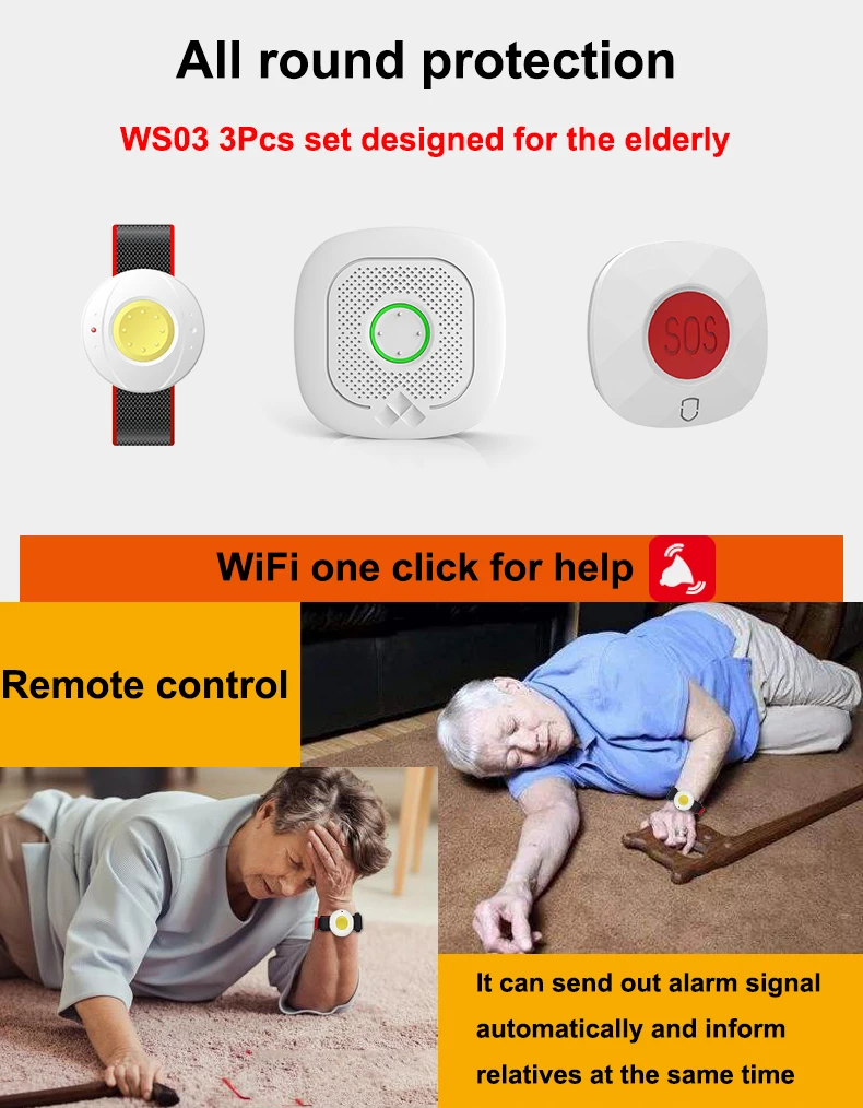 Tuya APP SOS Emergency Button elder Fall Down Detector For Home Security Alarm System