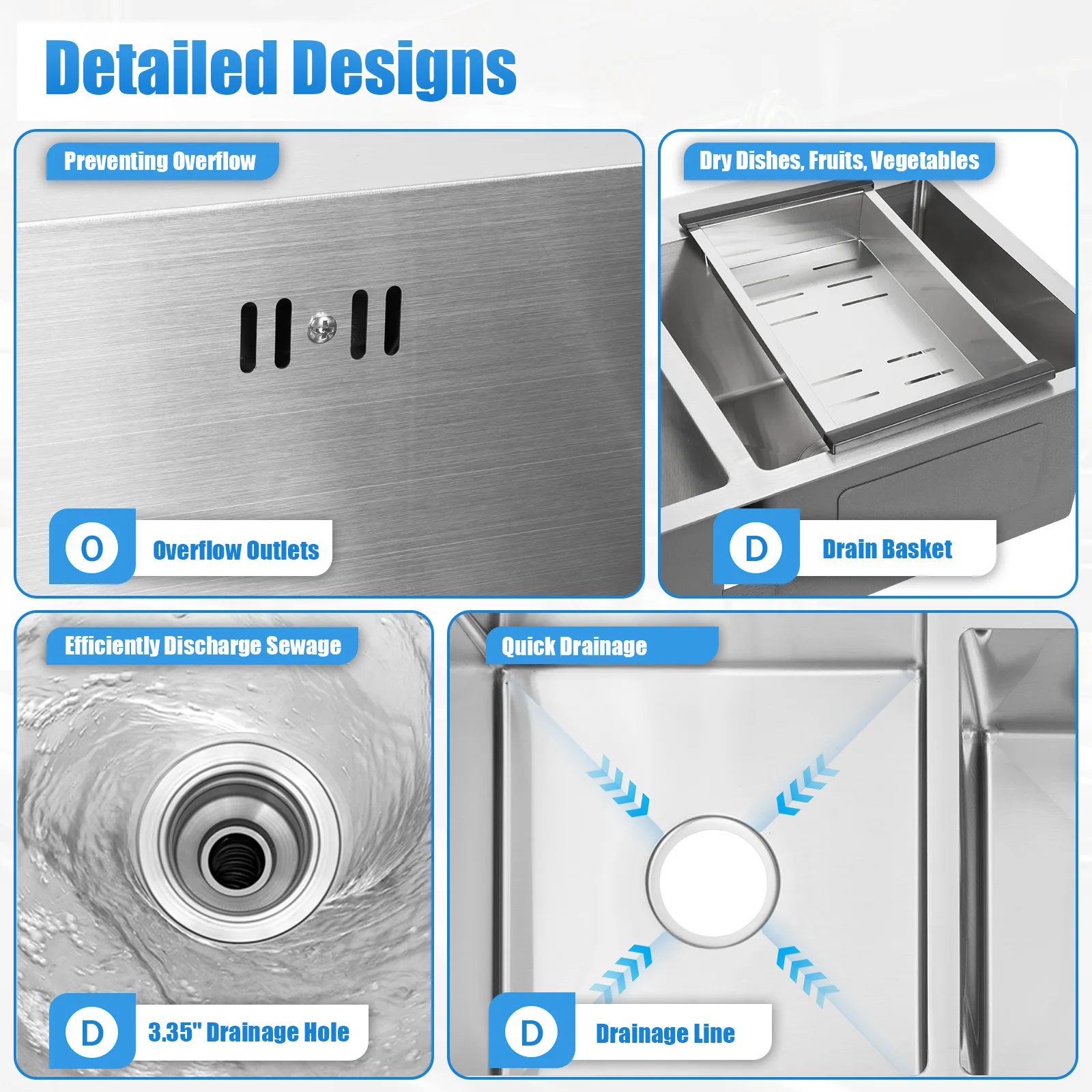30.7 x 16.9inch Kitchen Sink Double Basin Stainless Steel Drop in Kitchen Sink Double Bowls with Basket Strainer