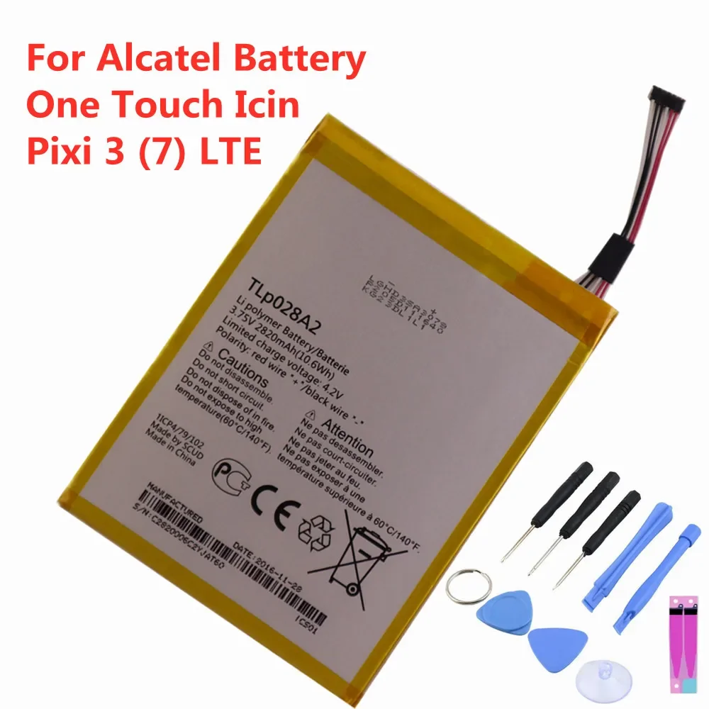 Batteria 2820Mah Tlp028A2 Per Alcatel One Touch Icin / Pixi 3 (7) Lte / Pixi 3 7.0 4G Hsabat 0 Cycle Tlp028Ad Strumenti Batteria Del Telefono