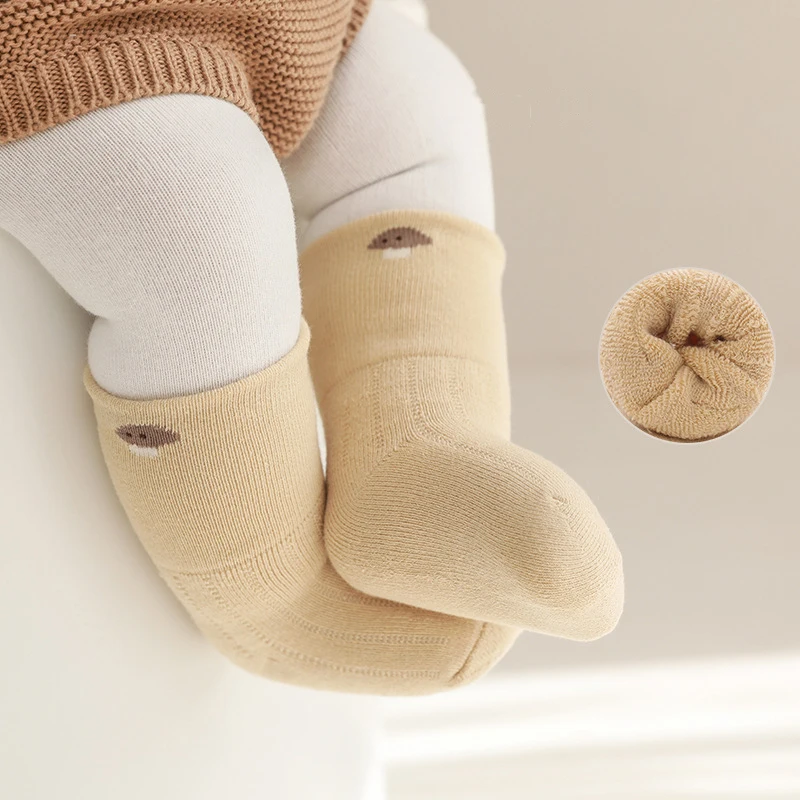 Cute Cotton Thermal Home Sleeping Slipper Stockings 2023 New Winter Thicken Warm Stitch Baby Socks for Boys Girls Infant Toddler