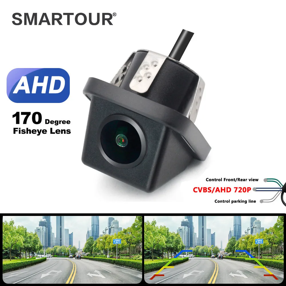 

Автомобильный монитор ночного видения SMARTOUR AHD 720P, камера заднего вида, Автомобильная камера заднего вида с углом обзора 170 градусов, камера заднего вида, Система помощи при парковке рыбий глаз