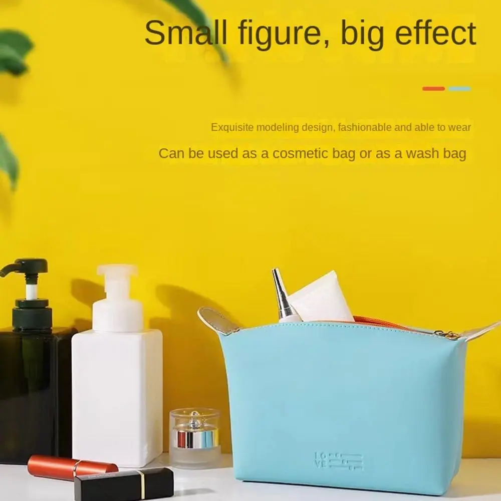 

Handbag PU Cosmetic Bag Fashion Waterproof Moisture-proof Toiletry Bag Solid Color Convenient Travel Storage Bag Women