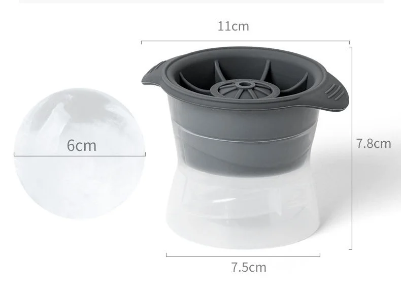 Description Picture 3 of itemNew 6cm Round Ball Ice Cube Mold DIY Ice Cream Maker Plastic Ice Mould Whiskey Ice Tray for Bar Tool Kitchen Gadget Accessories