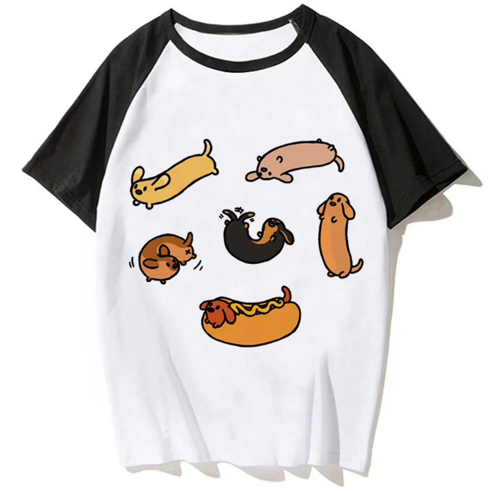 

Dachshund tshirt women anime top female anime graphic Japanese clothing