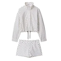 Fashion Polka Dot Shorts Sets For Women 2025 Autumn Drawstring Bomber Jacket High Waist Shorts 2 Pieces Set Woman Outfits - Image 5