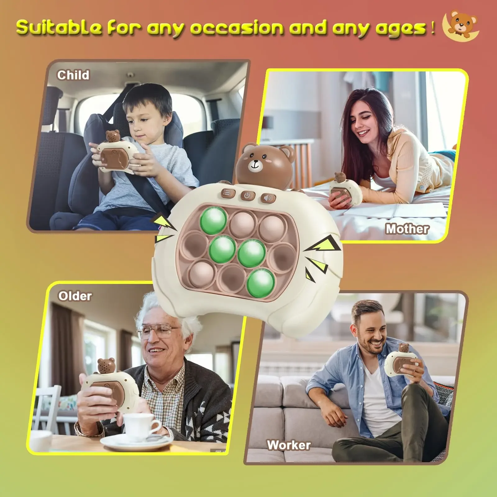 New Electronic Quick Push Pop Game Handheld Console Press Fidget Toys Bubble Light Up Pushit Gift Kids Adult Birthday Christmas