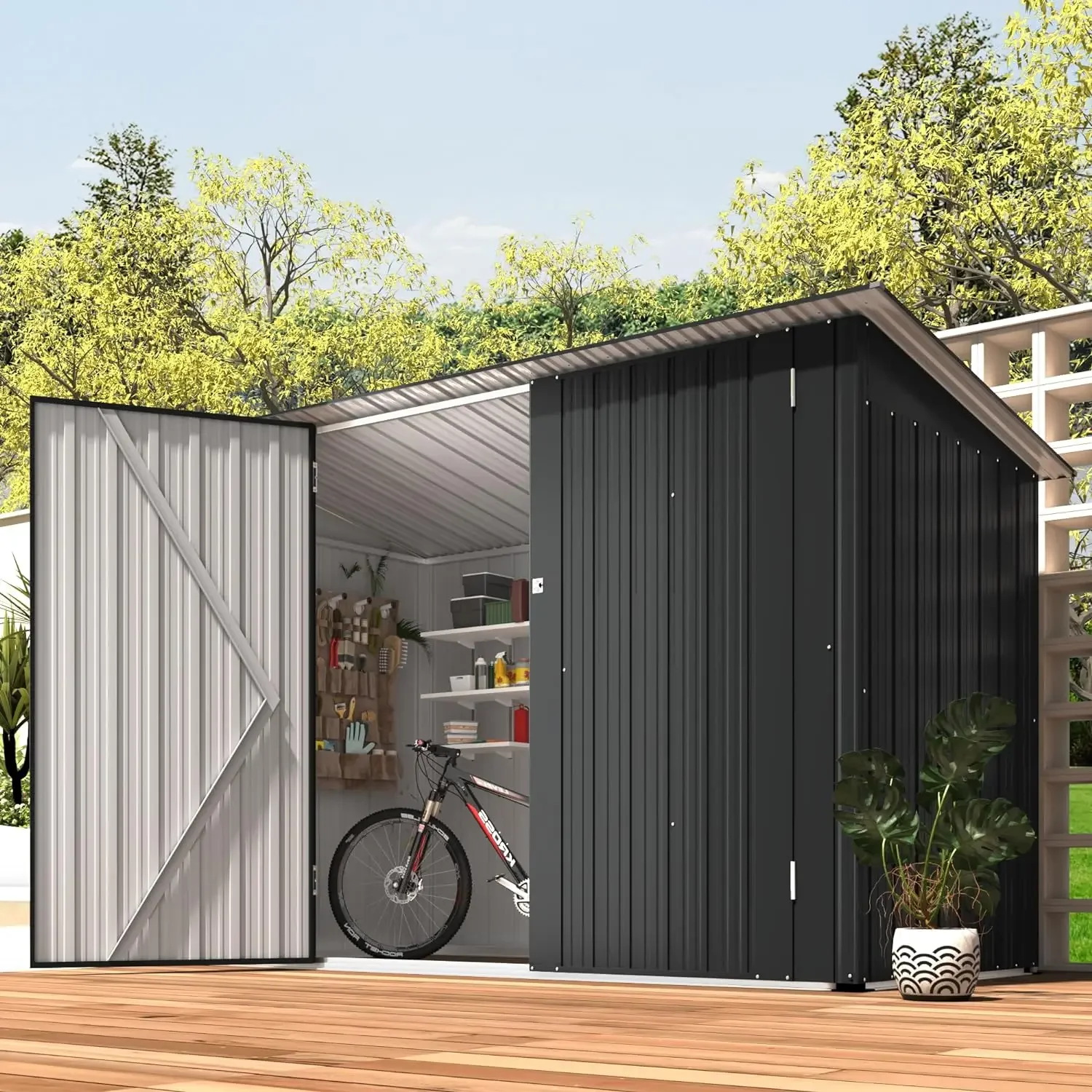 Outdoor Storage Bike Shed, Storage Metal Sheds & Outdoor Storage, Small Metal Outdoor Storage Cabinet Lean to Shed