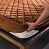 Thicken Velvet Quilted Mattress Cover Solid Color Quilted Bed Fitted Sheet Queen King Double Bed Cover Not Including Pillowcase 3