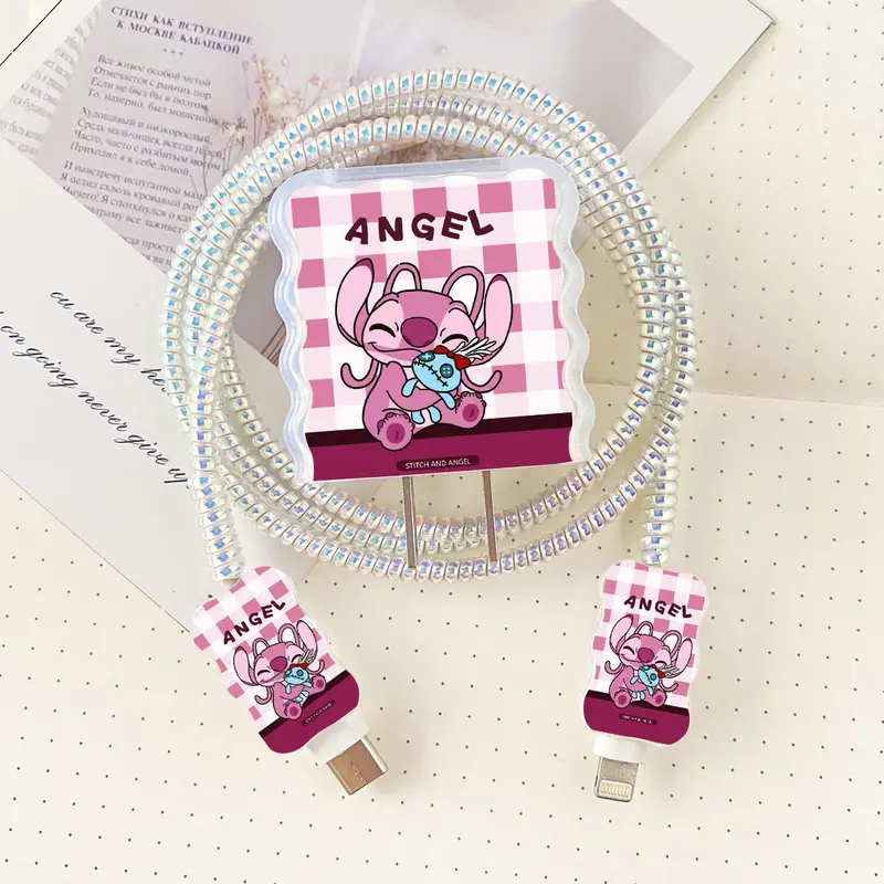 18W/20W Charger Protective Case Cartoon Stitch Cable Protector for iPhone 16 15 Charging Cable Data Charger Rope Cable Winder - Image 17