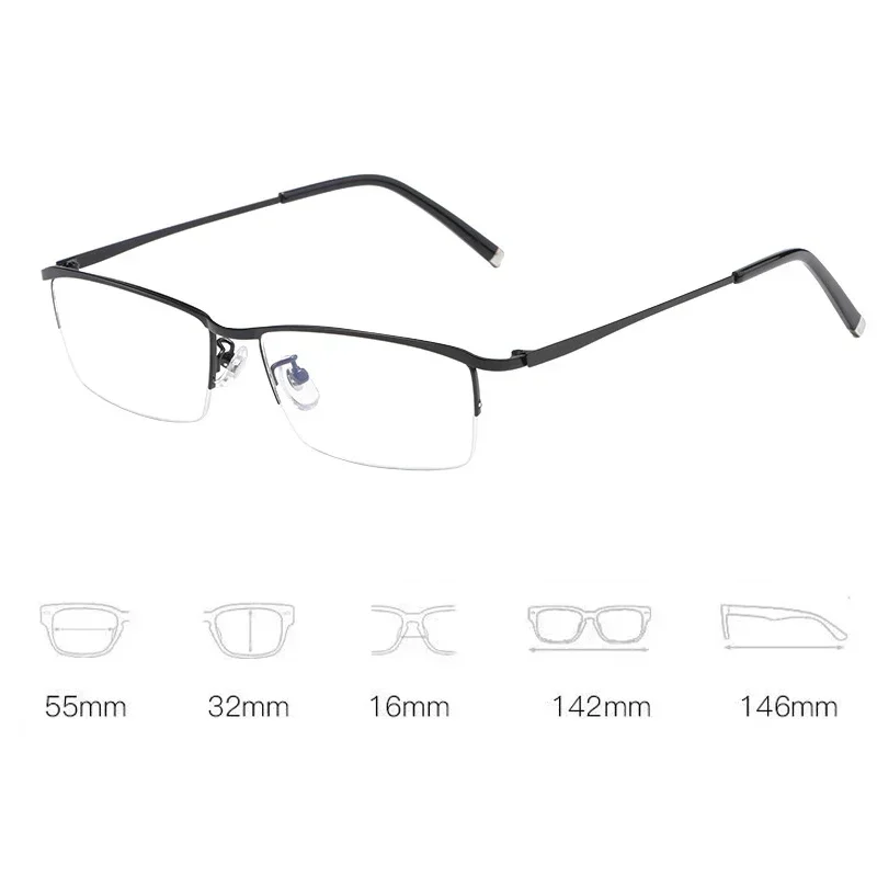 Business Men Optical Myopia Glasses Half Frame Women Short-sighted Eyeglasses Blue Light Blocking Eye Protection Eyeglass 6