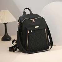 Women Backpack Water Proof Travel Korean Fashion Double Shoulder Bag Solid Color Nylon Multifunctionla Travel Handle Bag 2