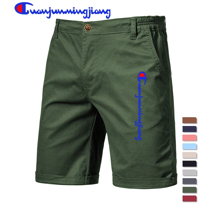 2024 New Summer 100% Cotton Solid Shorts Men High Quality Casual Business Social Elastic Waist Men Shorts 9 Colors Beach Shorts