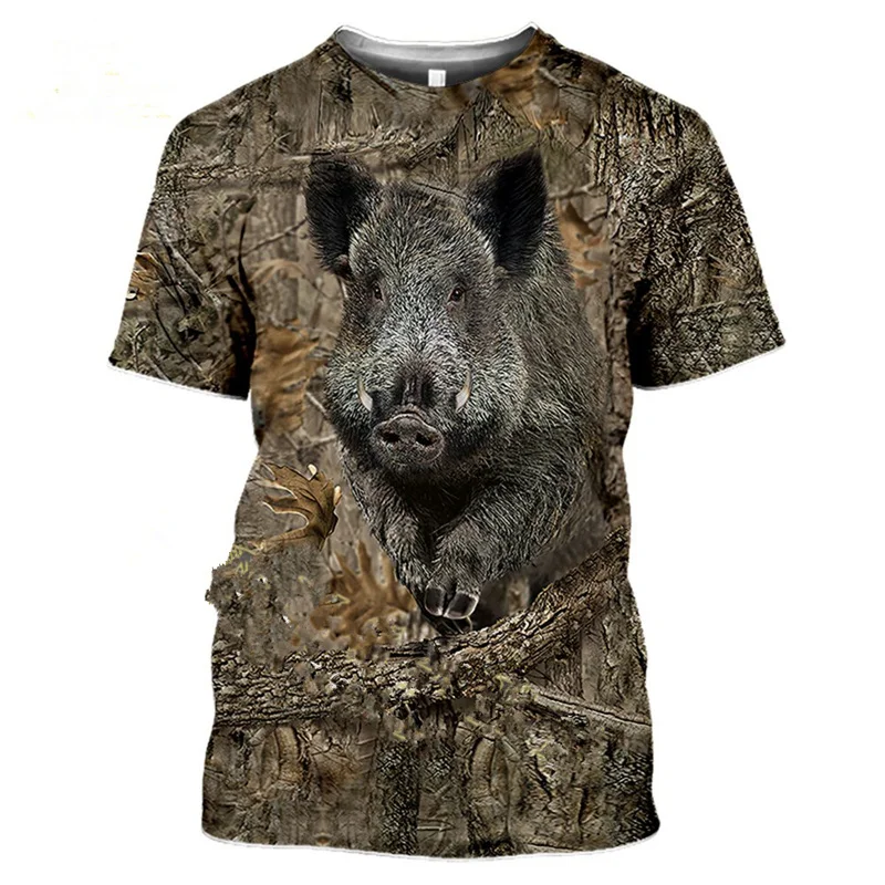 

Deer Wild Boar Hunting Camoufalge T Shirt Men 3D Camo Hare Rabbit Hunter Printing T-Shirt Women Clothing Funny Kids Short Sleeve