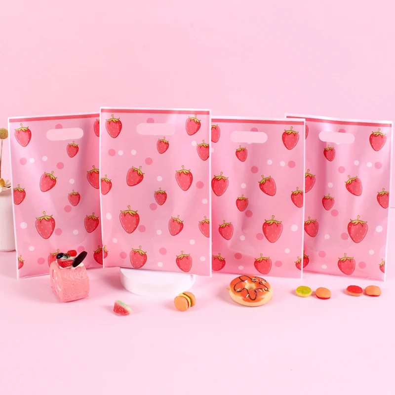 50 Sacchetti Regalo A Forma Di Fragola – Rossi E Rosa, 25x16,5 Cm, Per Baby Shower E Feste A Tema Frutti Di Bosco