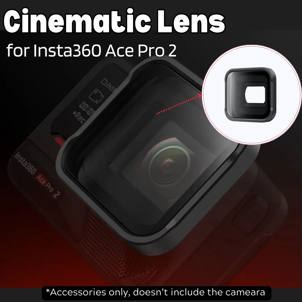 Objectif cinématique amovible pour Insta360 Ace Pro 2 dévissé de la caméra, montrant son filetage.