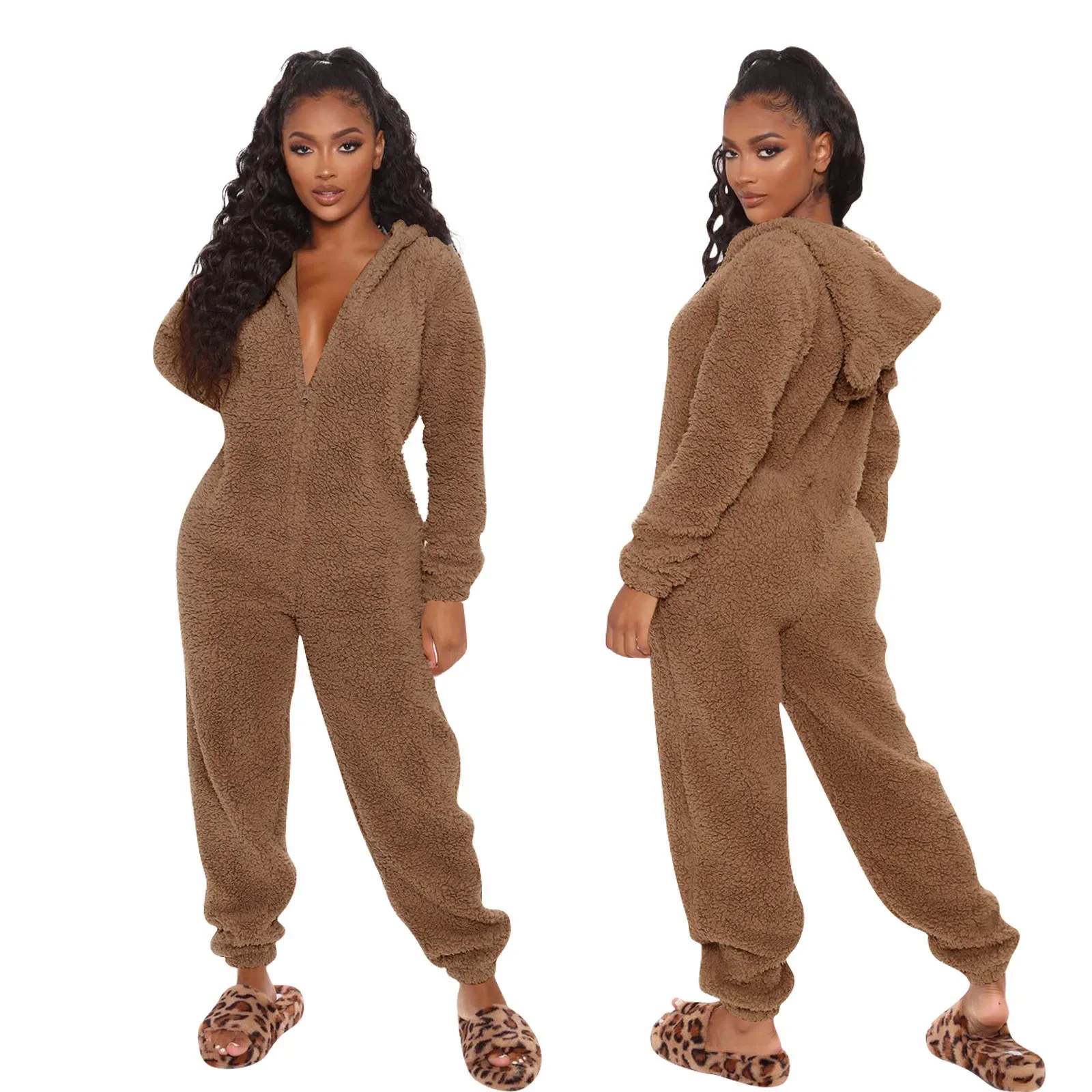 Kigurumi pajamas onesies Cosplay pajamas onesies Women bodysuit sleep wear set Oversize Fur Winter Teddy ear Cute Sleepwear Onesies Jumpsuit Hooded Pajamas Homewear Warm Pajamas Robes Nightgown Thick suit
