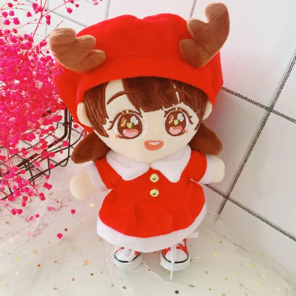 Elk Santa Claus Cotton Doll Dress Plush Stuffed Reindeer Xmas Cotton Doll‘s Clothes Soft Korea 20CM Doll Plush Toys Clothing