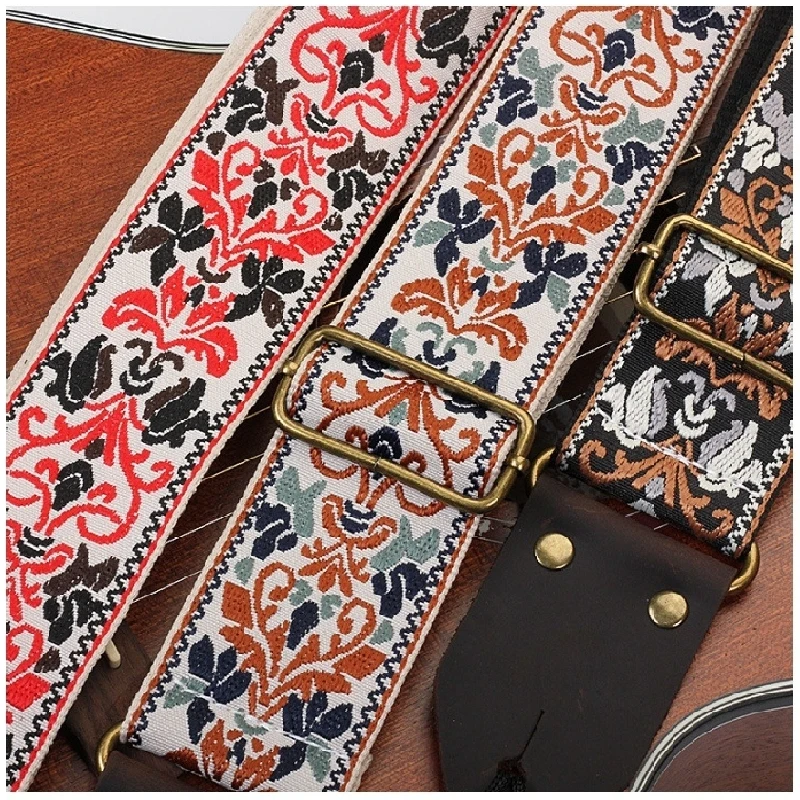 

Guitar Bass Strap Embroidery Pattern Folk-Custom Eletric Ukulele Guitarra Accessories Parts Personalized Acoustic Color