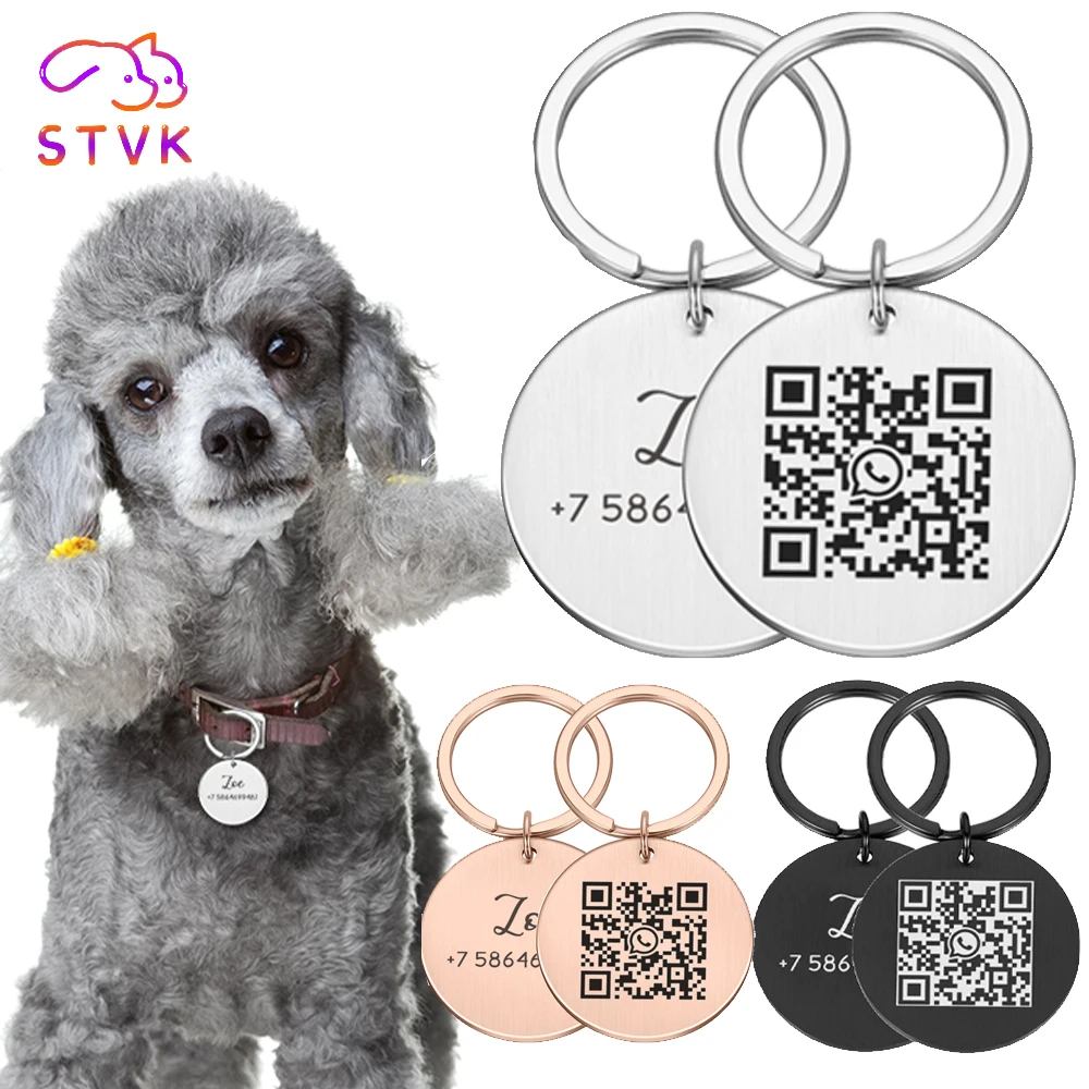 Stvk Qr Code Custom Pets Cat Id Tags Collar Pet Tag Personalized