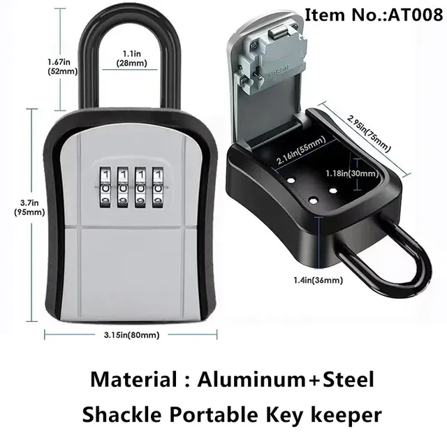 Waterproof Portable 4 Digit Code Aluminum Alloy Key Box Keeper Easy To Fix Anti-Rust Indoor and Outdoor Key Safe Box 5