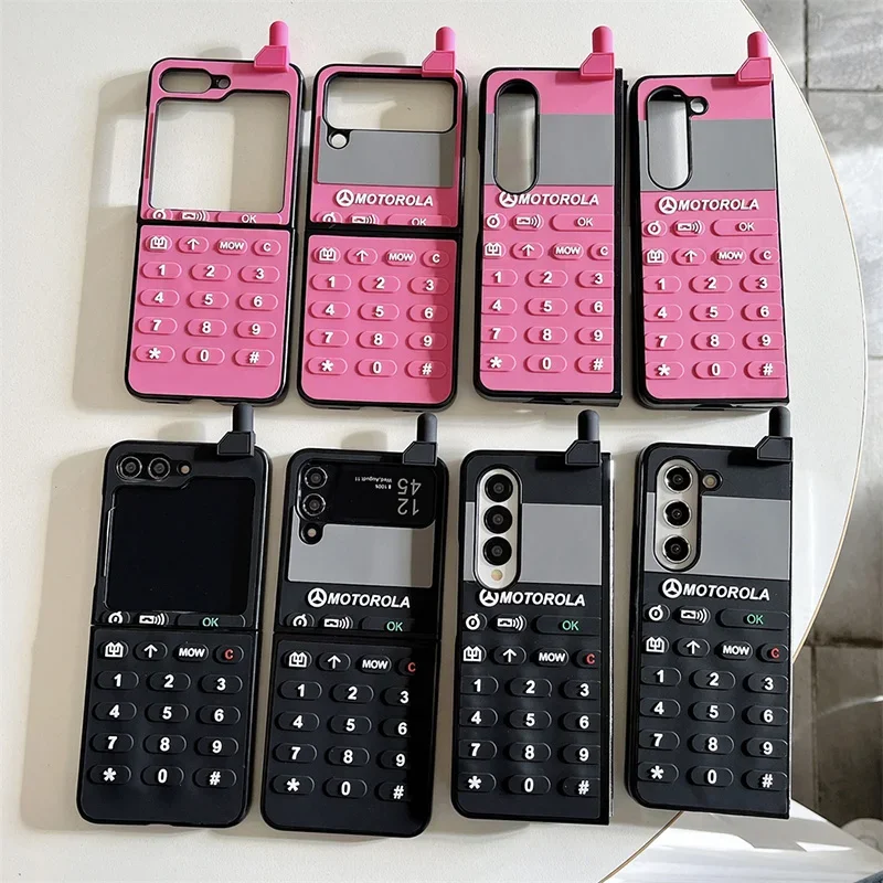 3D Retro Button Phone Pattern Shockproof Case - Enhanced Protection Cover