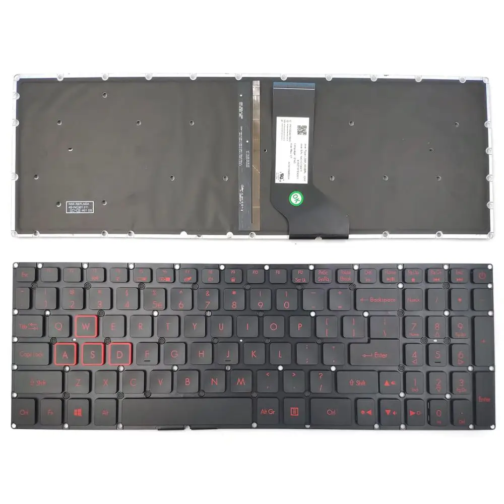 

New For Acer Nitro 5 AN515-51 N17c1 AN515-52 AN515-53 Series Laptop Keyboard US Black With Backlit Without Frame