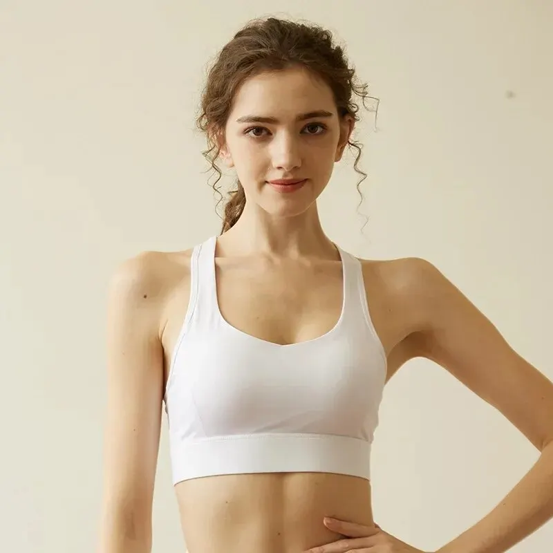 Women S Seamless Sports Bra Shockproof Knitted One Piece Fixed Cup Yoga Vest