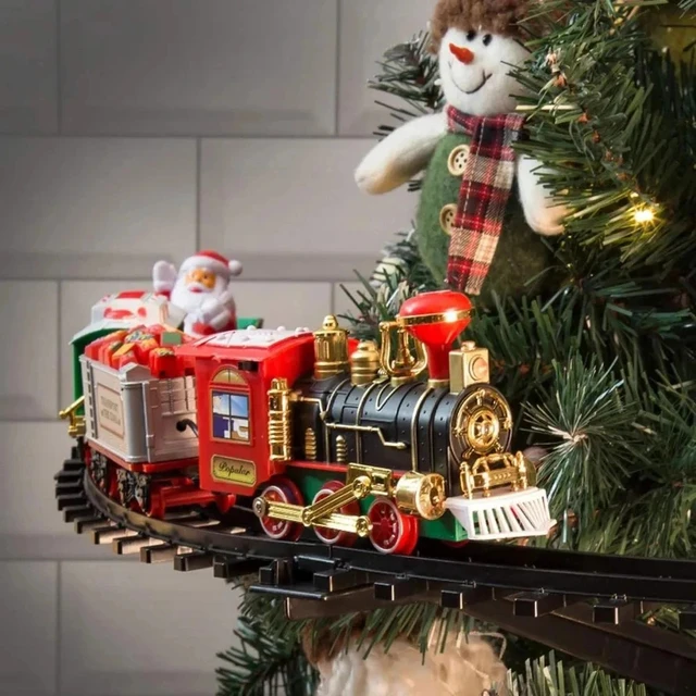 Christmas Train Electric Toys Christmas Tree Decoration Train Track Frame Railway Car with Sound&Light Rail Car Christmas Gifts 2