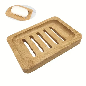 1 แพ็คไม้ไผ่จานสบู่,ผู้ถือสบู่ถาดสบู่สําหรับห้องน้ําอ่างล้างจานDrainer 1