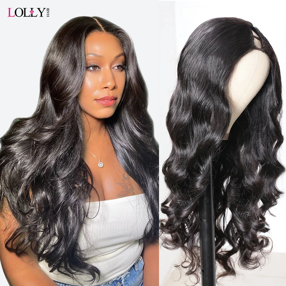 

Lolly Body Wave U Part Wig Human Hair Wigs for Women Glueless Full Machine Wigs 250 Density Cheap 2x4/4x4 U Part Real Scalp Wig