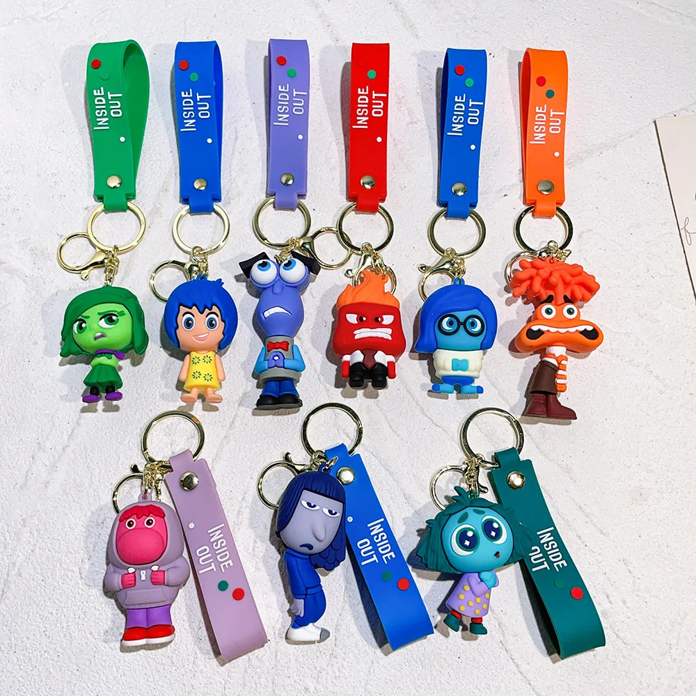 Inside Out 2 Silicone Keychain Cute Doll Envy Anxiety Embarrassment Ennui Keyring Bag Pendant Toys Decoration Children Gifts