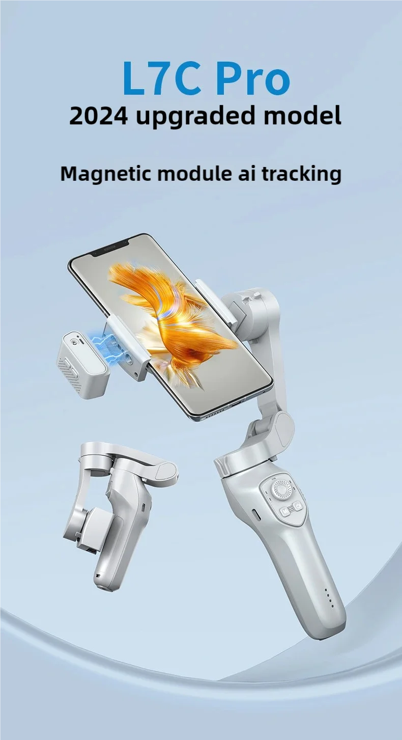 L7C PRO 3-Axis Gimbal Handheld Stabilizer for Cellphone with Fill Light Face Tracking for Android iPhone Anti Shake Video Record